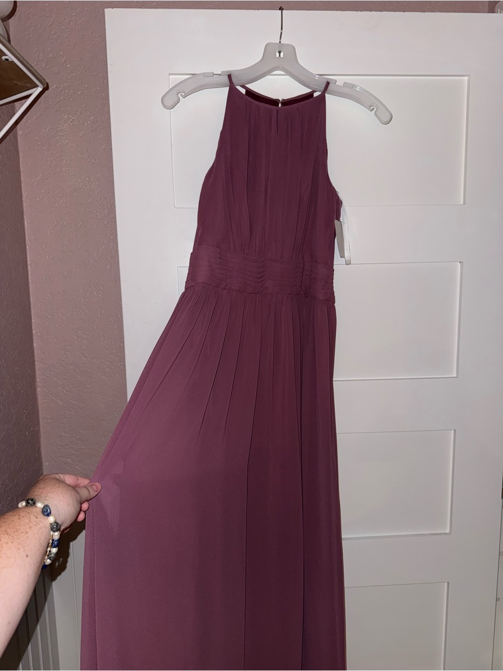 David's Bridal Chianti High-Neck Chiffon Maxi Dress - Picture 1 of 4